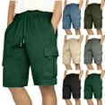 thumbnail image 1 of BADHUB Mens Drawstring Cargo Shorts Ripstop Stretch Work Shorts Elastic Waist Durable Workout Hiking Shorts Father's Day Gift Army Green M, 1 of 8