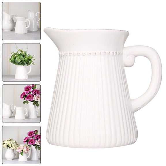 DECORNIJIA Simple Shape Flower Vase Ceramic White 1Pc
