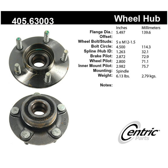 Centric 405.63003 Premium Hub and Bearing Assembly
