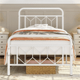 thumbnail image 4 of Yaheetech Vintage Metal Bed Frame with Diamond Pattern, Twin,White, 4 of 7