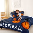 thumbnail image 4 of Castle Fairy Eat Sleep Basketball Queen Comforter Set 3 Pieces, Sport Ball Gamer Comforter Sets Queen, Navy Orange,Navy Blue Reversible,1 Comforter and 2 Pillowcases, 4 of 6