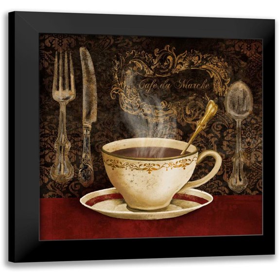 Knutsen, Conrad 12x12 Black Modern Framed Museum Art Print Titled - Cafe du Marche