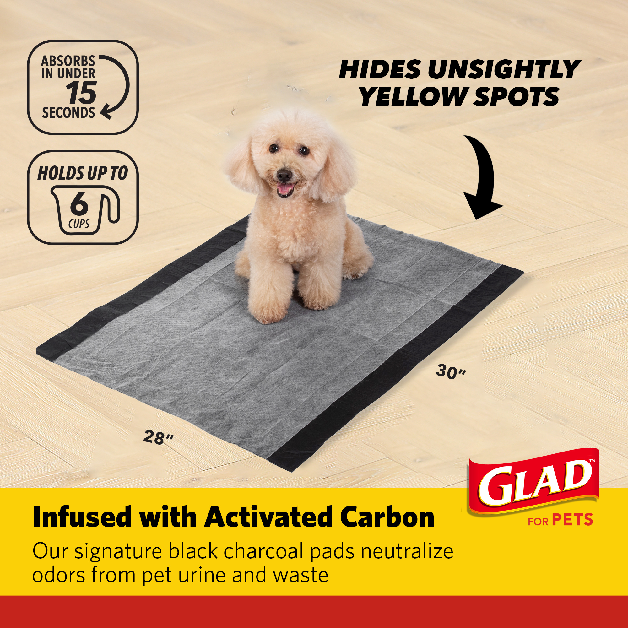 Glad Jumbo Activated Carbon Dog Training Pads, 30 Count photo 2
