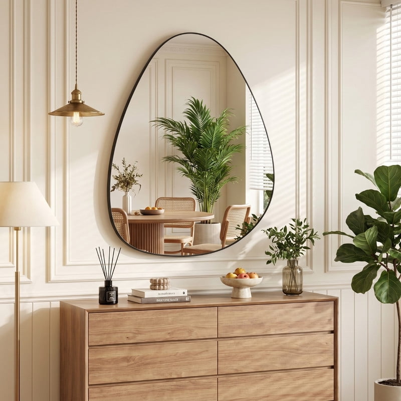 Easy4Home 20"x30" Frameless Bathroom Vanity Wall Mirror with Irregular Shape