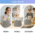thumbnail image 6 of Insulated Lunch Bag for Women Men, Cute Corduroy Lunch Box Tote Bag Reusable Leakproof Bento Cooler Bag for Work Picnic Travel (Black White Checkered), 6 of 7