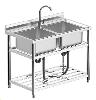 EastVita Freestanding Stainless Steel Kitchen Utility Sink 57.1x26x35.4 Inch Triple Bowl Without Faucet Heavy Duty Rust Resistant For Restaurant Kitchen Garage Outdoor