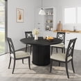 thumbnail image 3 of 47Inch Round Dining Table for 4-6 People, Black Dining Room Table with Sturdy Waveform Metal Pedestal Base, Industrial Circle Kitchen Table for Dining Room, 3 of 11