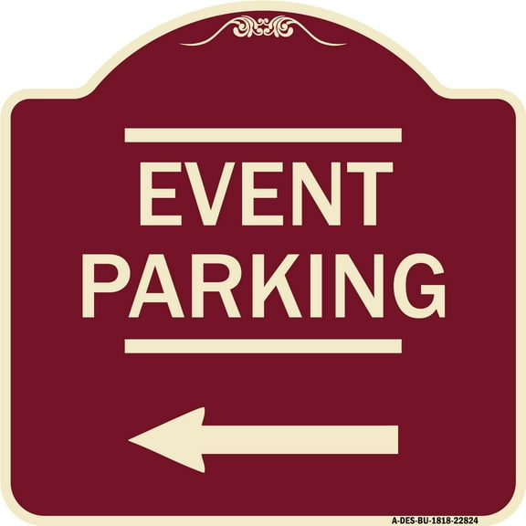 SignMission Designer Series Sign - Thanks for Coming Turn Right for Exit Event Parking with Left Arrow | Burgundy 18" X 18" Heavy-Gauge Aluminum Architectural Sign | Made in the USA