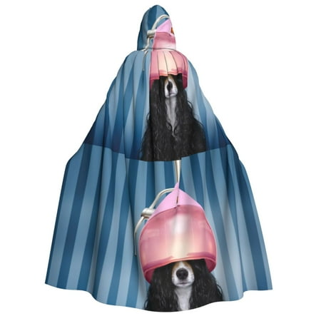 Kdxio Dog in Hairdresser Print Hooded Cloak Unisex Cloak with Hood Halloween Christmas Cape Cosplay Costume