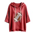 thumbnail image 4 of Football Shirts for Women Plain Tops Comfort Hoodie Fall Fashion Must Haves Cute Hoodies Mom Shirts Game Day Sweatshirts Oversized Hoodie Football Graphic Plus Size Hooded Rugby Shirt Red, 4 of 4