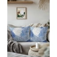 thumbnail image 2 of Outdoor Pillows Waterproof, Blue Grey Palm Leaves Throw Pillows with Inserts Included, Summer Tropical Plants Botanical Indoor Outdoor Decorative Lumbar Pillow for Bed/Couch/Patio 16"x16", 2Pcs, 2 of 8