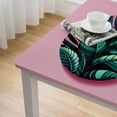 thumbnail image 4 of COMIO Banana Leaf Tropical Green Leaves Satin Green,Pink Square Tablecloth for Picnic Dining Kitchen Farmhouse White, 4 of 7