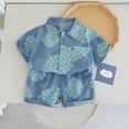 thumbnail image 2 of Odeerbi 6M-5Y Toddler Boys Summer Outfits Cotton Short Sleeve Denim Shirt Jeans Shorts Set Two-piece Set Toddler Boys Clothes, 2 of 9