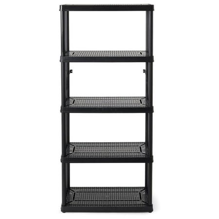 

5 Shelf Fixed Height Ventilated Medium Duty Storage Unit 14 x 32 x 72 Organizer System for Home Garage Basement and Laundry Black