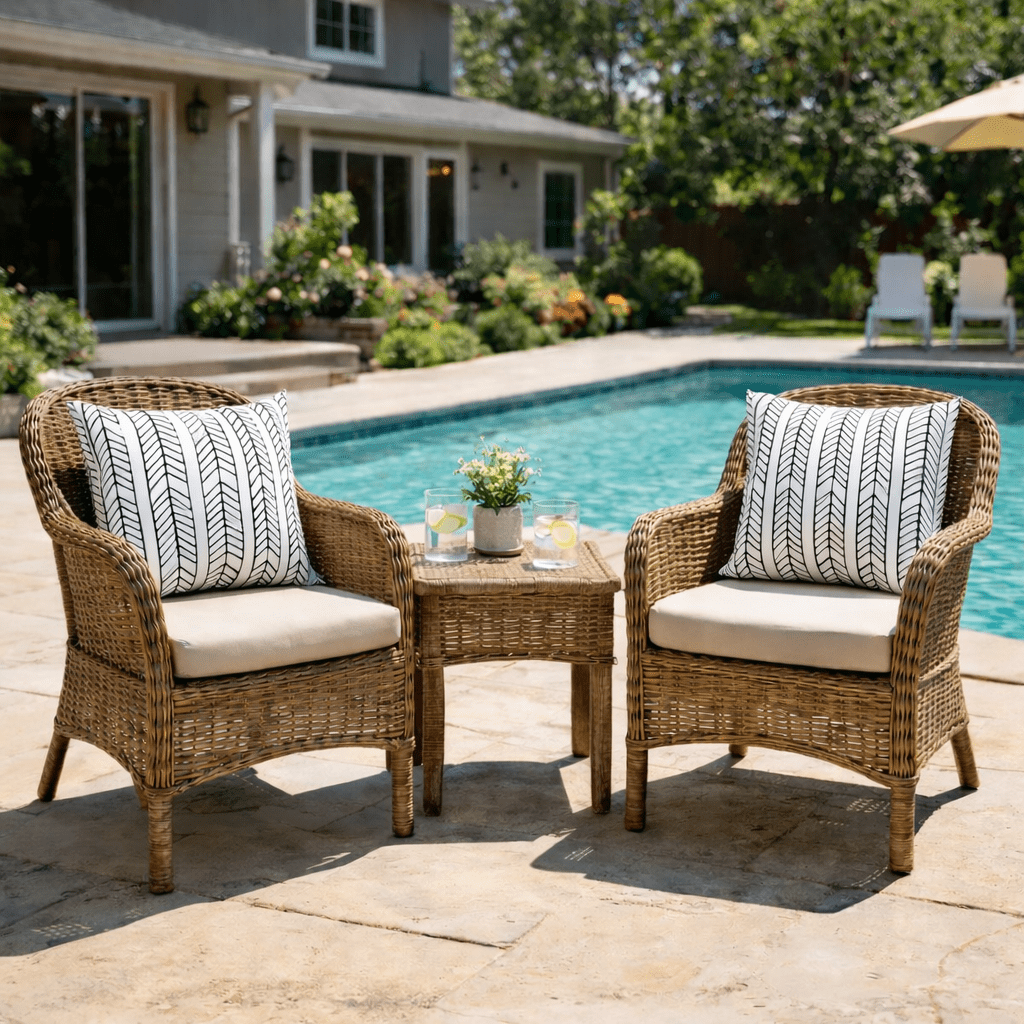 2 Pack Outdoor Throw Pillows, Waterproof & Fade-Resistant Patio Cushions, 18x18 Inch Decorative Outdoor Pillows for Garden, Porch, Balcony & Poolside Furniture