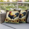 thumbnail image 4 of Vintage Rooster Pillow Covers 2 Pack Welcome Farmhouse Sunflower Animal Rustic Country Pillowcase Waterproof Outdoor Throw Pillow Cover for Patio Garden Square Cushion 16”x16”, 4 of 9