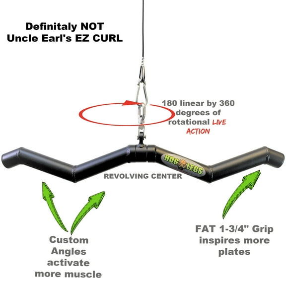 LPG Muscle Hog Legs SUB PRIMAL 1-3/4" Fat Triceps / Biceps Bar Cable Attachment