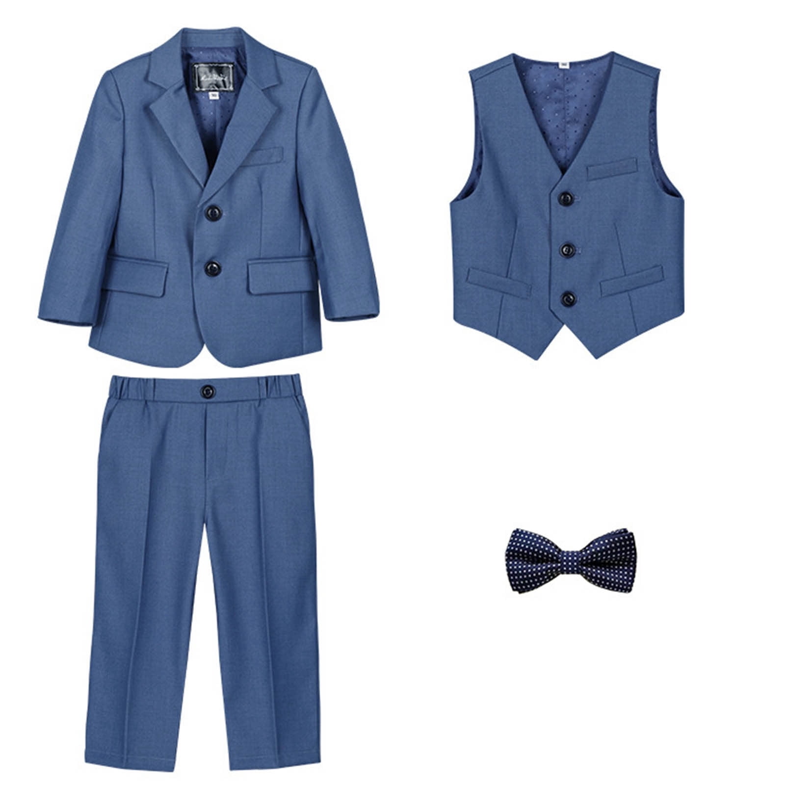 Boys 5 Piece Suit Formal Striped Suit Set Long Sleeve Elegant Coat Vest Bow Tie Long Sleeve Shirt And Pants Outfit For Kids ,Size:6-7 Years