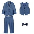 thumbnail image 3 of Toimothcn Toddler Kids Boys Outfit Sets Long Sleeve Casual Solid Color Suit Jacket Vest Pants 4Pcs Gentleman Outfit Sets Breathable Soft Loose Wedding Clothes Set Comfy Boys Clothing, 3 of 7