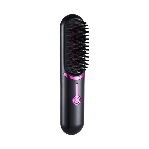 Hair Straightener Brush, Mini Hair Straightener Brush Portable Hair Straightener Comb with Usb Charging for Women Negative Hair Straightener Brush Scald and Auto-Off