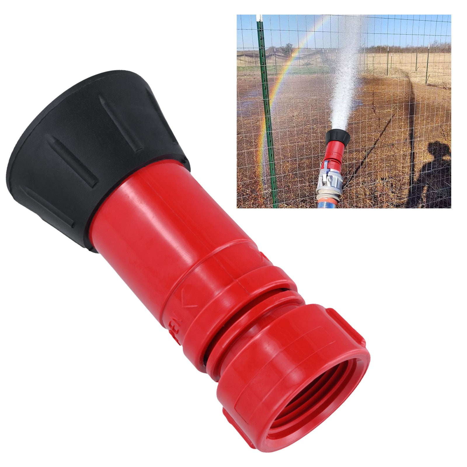 2 Pcs Fire Hose Nozzle 1 inch Heavy Duty Thermoplastic High Pressure Spray Nozzle for Fire Protection Landscaping Watering Flowers Vegetables Irrigation Sprinkler System Red