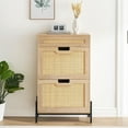 thumbnail image 4 of CazToi Freestanding Shoe Rack 2 Drawer Flip Design Shoe Cabinet Linen Front Narrow Organizer, 4 of 7