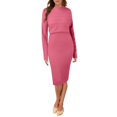 thumbnail image 3 of Women's 2 Piece Knitted Dress Set - Long Sleeve Pullover Top + Bodycon Midi Dress, Polyester for Winter, 3 of 4