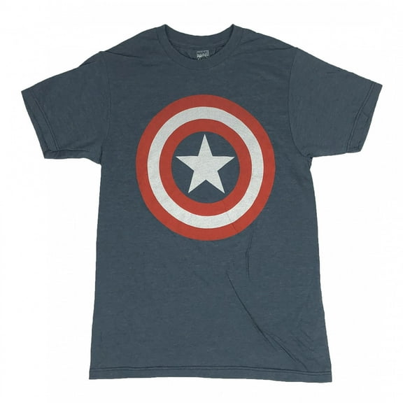 Captain America Shield Logo Heather Blue T-Shirt-Small