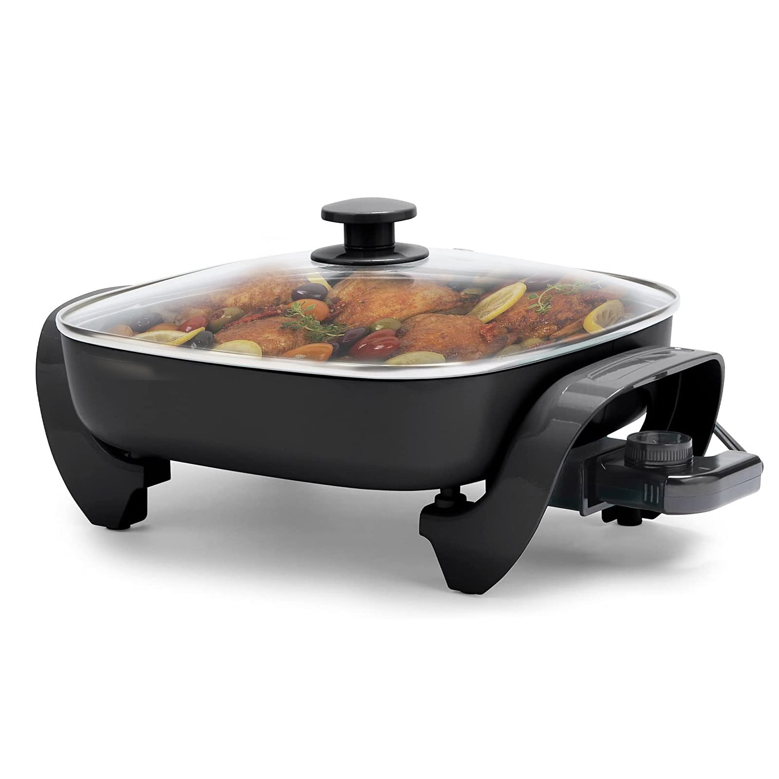 Ceramic Nonstick Electric Skillet for Roast Fry Steam Serves 4 to 6