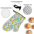 thumbnail image 3 of Daiia Funny Dinosaurs on Stripes Pattern Oven Mitts and Pot Holders 4 pcs Set,High Heat Resistant 500 Degree Extra Thicken Long Kitchen Cotton Oven Glove, 3 of 6