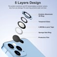 thumbnail image 5 of Compatible with iPhone 13 Pro/iPhone 13 Pro Max Camera Lens Protector Bling Glitter Diamond HD Tempered Glass Cute Camera Cover Protective Metal Individual Ring for Women,Sierra Blue Glitter, 5 of 5