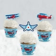 thumbnail image 3 of Big Dot of Happiness Taking Flight - Airplane - Cupcake Decoration - Vintage Plane Party - Cupcake Wrappers and Treat Picks Kit - Set of 24, 3 of 8