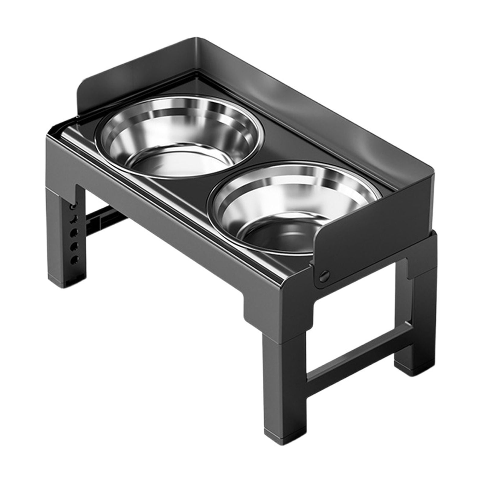 Dianli Pet Supplies Adjustable Height Elevated Stainless Steel Pet Bowls Neck Protecting Feeder Stand Double Bowl Set Includes Slow Feeder Option for Dogs Cats Pet Supplies