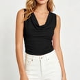 thumbnail image 2 of Fewfanhot Womens Blouses Cowl Neck Tank Top Draped V Neck Ruched Sleeveless Summer Casual Dressy Blouse, 2 of 6