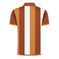 thumbnail image 4 of ZCFZJW Mens Striped Color Block Printed Polo Shirts Casual Short Sleeve Half Zip up Lapel Collar V Neck Pullover Tops Slim Fit Basic Golf T-Shirts Orange XL, 4 of 5