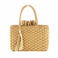 thumbnail image 2 of Bolsos Hombro Tejidos Con Cordón para Mujer Bolso Paja para Playa (marrón Claro), 2 of 9