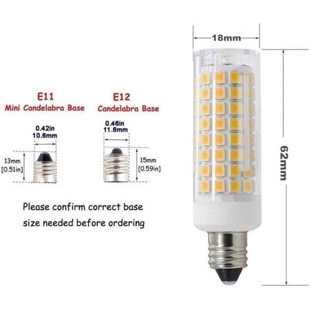 E11 Mini Candelabra Base LED Light bulb 102Led 2835 SMD Ceramics Lamp 9W 110V 