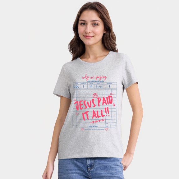 Jesus Paid It All, Christian Shirt Design, Worship T-Shirt, Direct To Film Christian Shirt, Guest Check Shirt, Fashion Gift Tee, Perfect For Holiday Parties Or Gift Giving, Soft And Comfortable