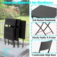 thumbnail image 4 of Three Pieces Folding Table and Chair Patio Outdoor Conversation Bistro Set by PE Rattan for Outdoor Courtyards Poolside Gardens (Black), 4 of 18