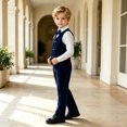 thumbnail image 3 of Odeerbi Toddler Boys 4-Piece Formal Suit Set Velvet Waistcoat, Long Sleeve Shirt with Bow Tie, Dress Pants Party Wedding Outfit, 3 of 9