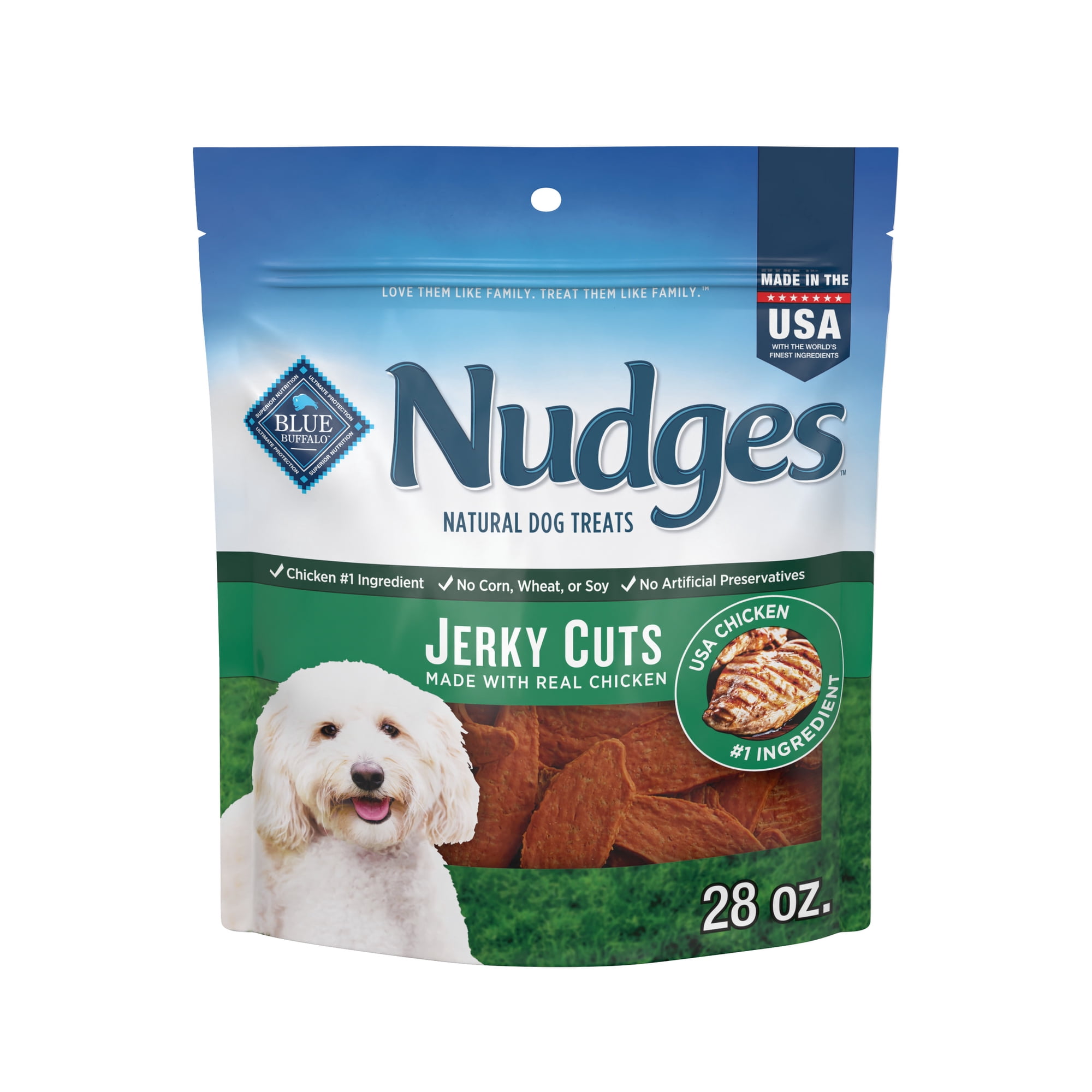 Blue Buffalo Nudges Jerky Cuts, Natural Dog Treats, Chicken Jerky, 28oz Bag
