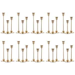 Nuptio Brass Gold Candlestick Holders, Set of 30