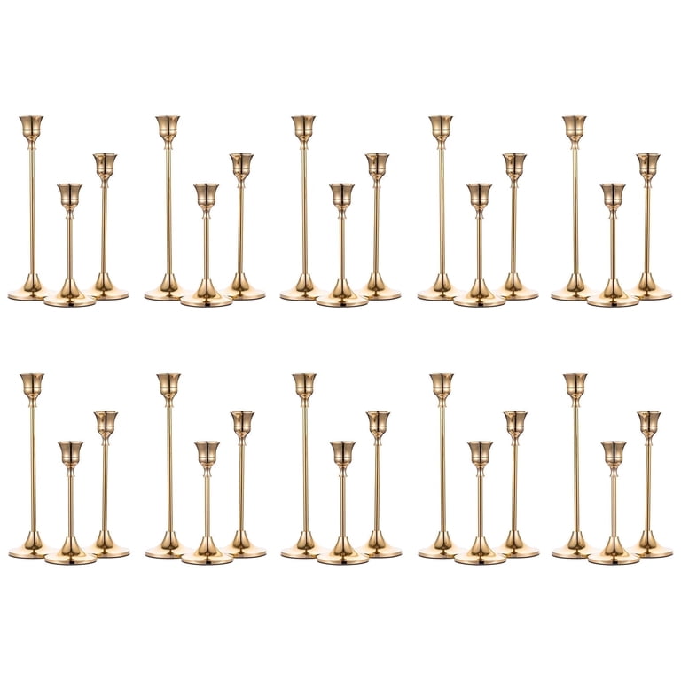 Nuptio Brass Gold Candlestick Holders, Set of 30 photo 1