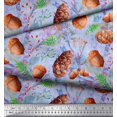 thumbnail image 3 of Soimoi Blue polyester Crepe Fabric Apricot, polyester & Oaknut Fruits Printed Fabric 1 Yard 42 Inch Wide, 3 of 3