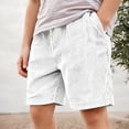 thumbnail image 2 of Zylarhe Boys' Pants Casual Corduroy Shorts Comfortable Everyday Knitwear with Elastic Waist and Stitching White 11-12 Years, 2 of 6