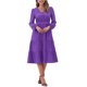 thumbnail image 1 of Vestido V de Cuello en V Inspire Chic para Mujer con Mangas de Linterna, Volantes, Corte A, Elegante, Casual, Midi, Talla XL, Color Púrpura, 1 of 6