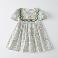 thumbnail image 5 of Vestido de verano de manga abullonada para niña, vestido de princesa con cuello cuadrado y encaje floral, vestido de manga corta para niña, 5 of 5