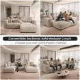 thumbnail image 6 of Magic Home Convertible Sectional Sofa Modular Couch,L-Shaped Modern Corduroy Sofa with Pillows for Living Room,Apartment and Small Space,3-Seat Sofa with one Ottoman,Beige, 6 of 14