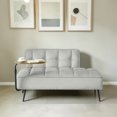 thumbnail image 2 of GZXS 54 Inch Upholstered Bench with Backrest, Velvet Padded Sofa Bench with 360° Swivel Table and Metal Legs, for Bedroom, Living Room or Lounge Seating, Gray, 2 of 10