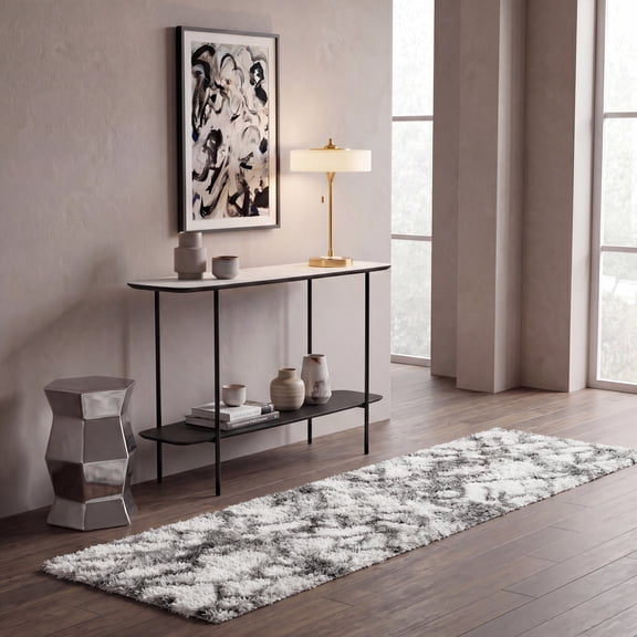 Safavieh Horizon Milica Abstract Shag Runner Rug, Gray/Ivory, 2' x 13'